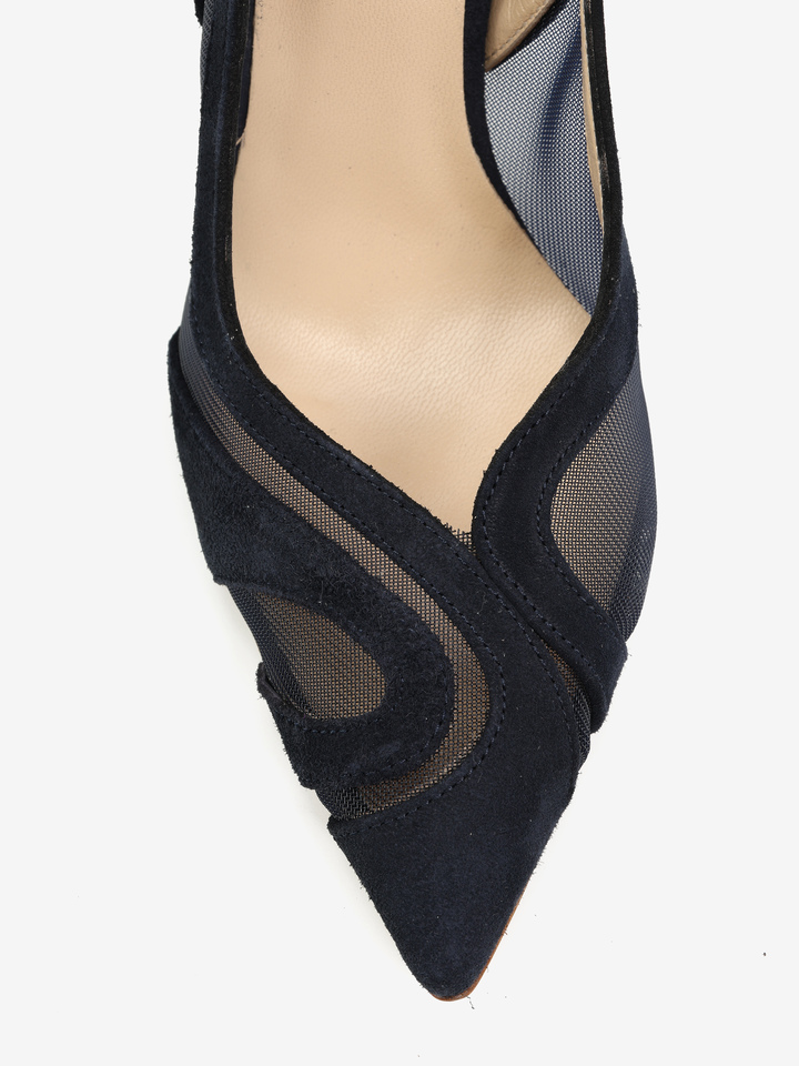 GRANATOWE SZPILKI Z ODKRYTĄ PIETĄ HEGO'S Milano