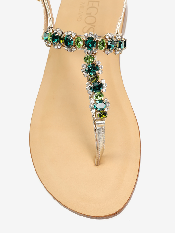 SKÓRZANE SANDAŁY Z KAMIENIAMI HEGO'S Milano