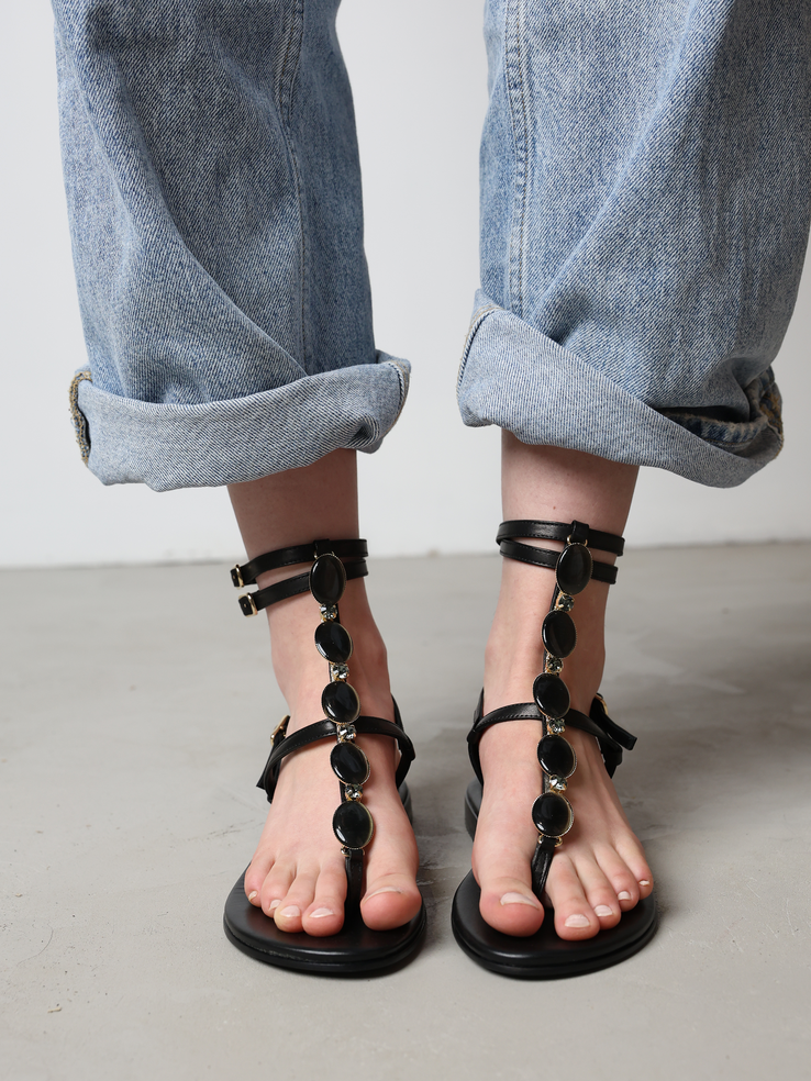 SANDAŁY HEGO'S Milano MP52/25 PELLE NERO/NERO