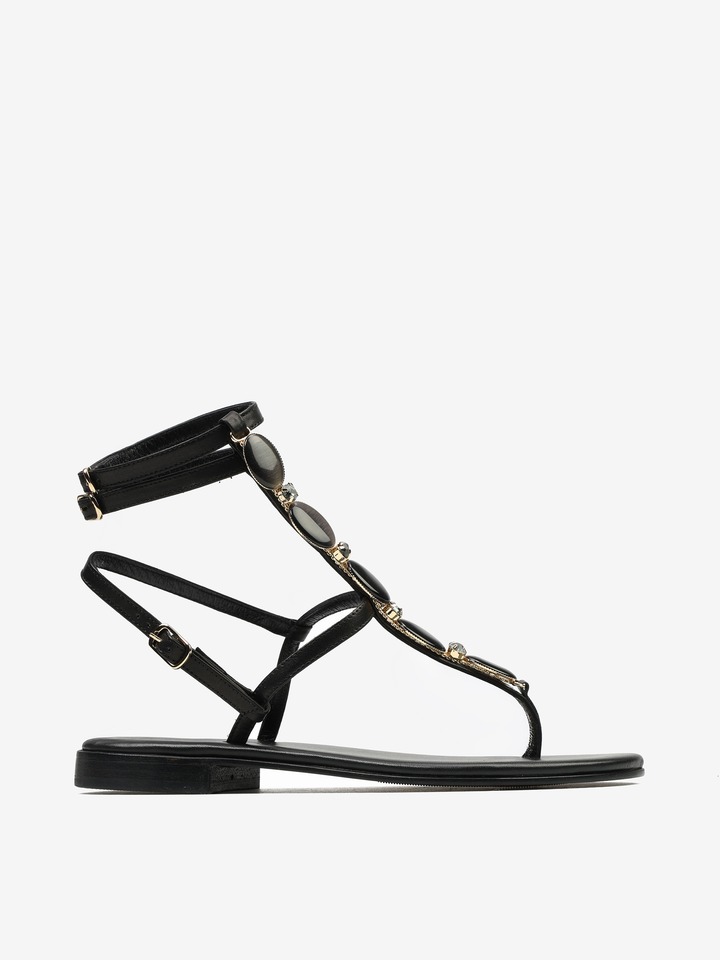 CZARNE SANDAŁY Z KAMIENIAMI HEGO'S Milano