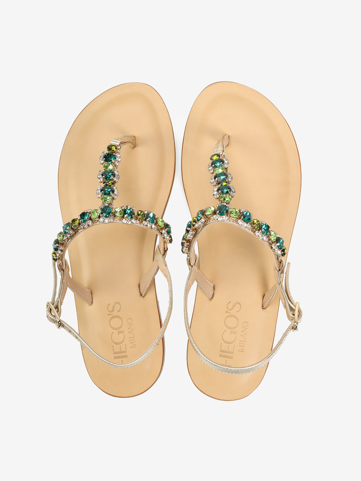 SANDAŁY HEGO'S Milano CA01/26 LAMINATO PLATINO/VERDE