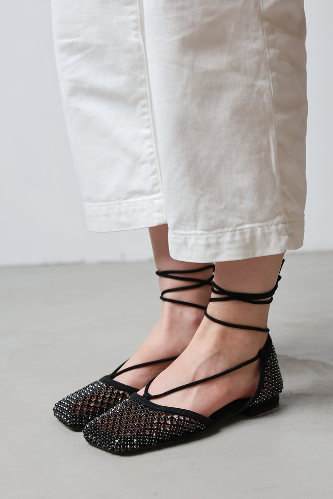 BALERINY HEGO'S Milano LILY-201 RETE STRASS BLACK