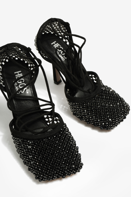 SZPILKI HEGO'S Milano LORENA-305 RETE STRASS BLACK