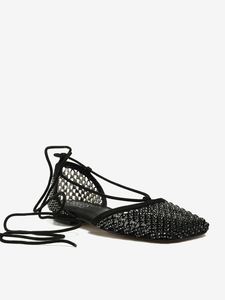 BALERINY HEGO'S Milano LILY-201 RETE STRASS BLACK