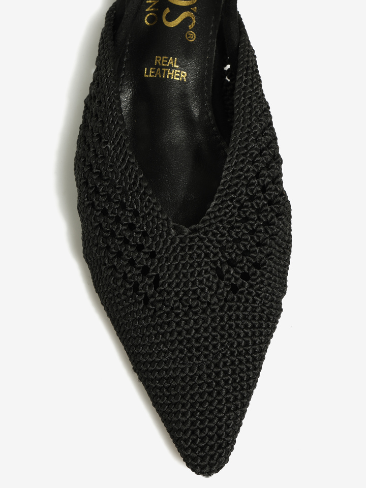 CZARNE BALERINY Z ODKRYTĄ PIĘTĄ  HEGO'S Milano