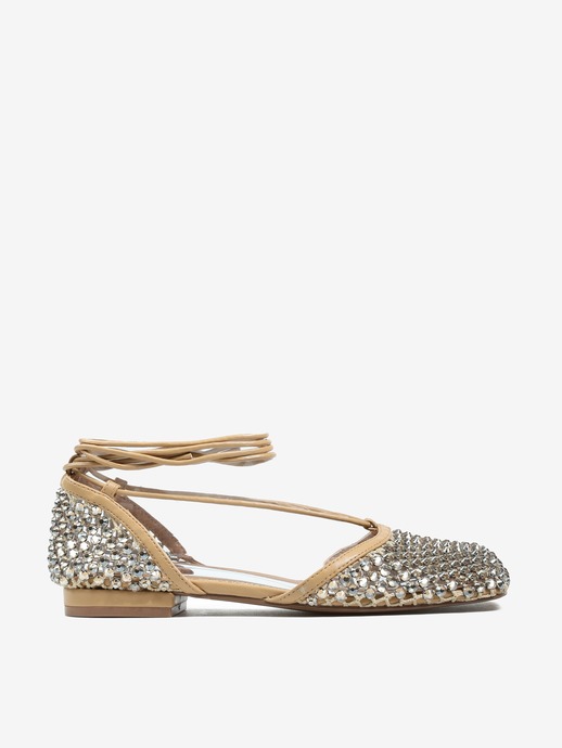 BALERINY HEGO'S Milano LILY-201 RETE STRASS BEIGE