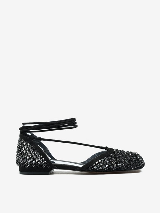 BALERINY HEGO'S Milano LILY-201 RETE STRASS BLACK