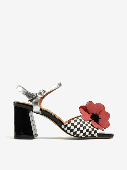 SANDAŁY HEGO'S Milano COCO-922 SILVER BLK/PINK FLOWER
