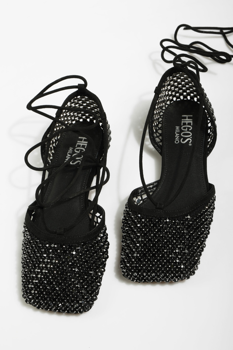 BALERINY HEGO'S Milano LILY-201 RETE STRASS BLACK
