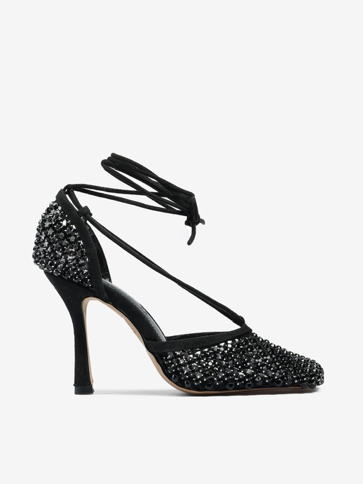 SZPILKI HEGO'S Milano LORENA-305 RETE STRASS BLACK