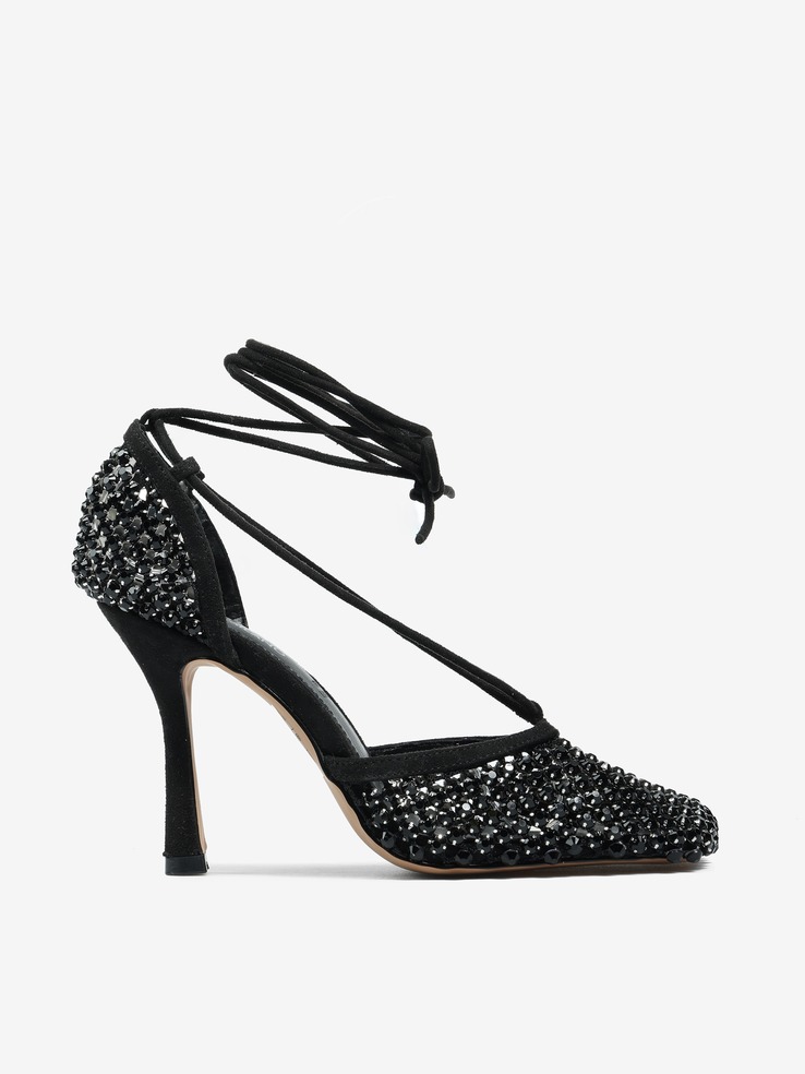SZPILKI HEGO'S Milano LORENA-305 RETE STRASS BLACK