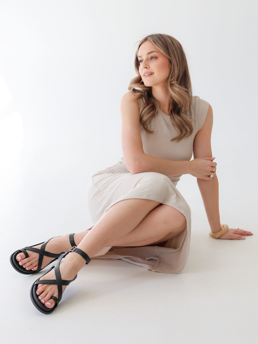 SANDAŁY HEGO'S Milano F25554-10 LEATHER BLACK