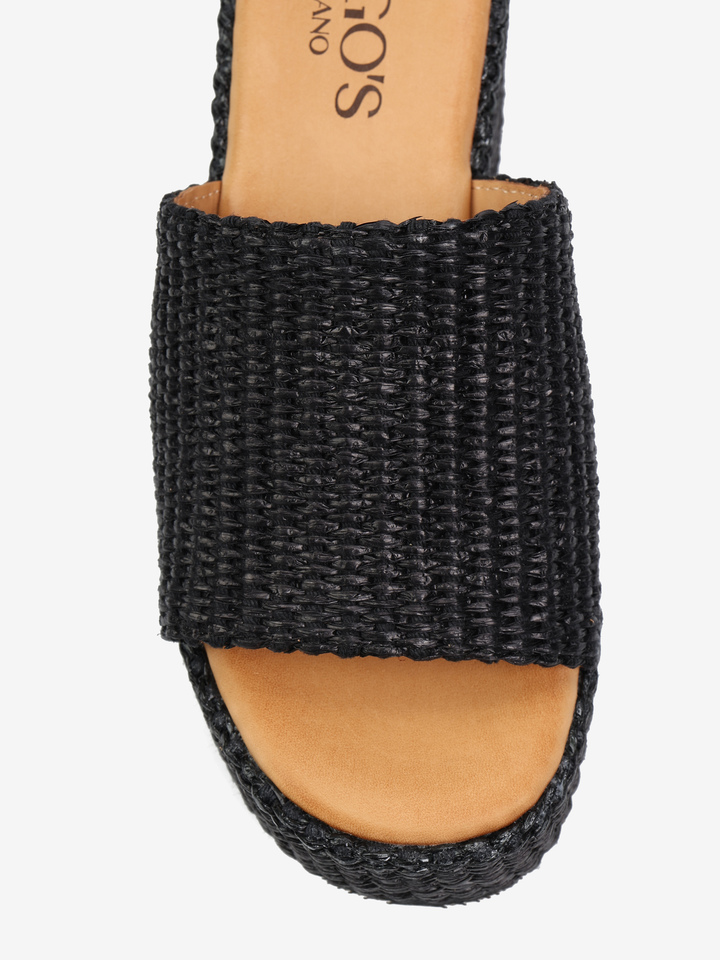 CZARNE KLAPKI NA KOTURNIE HEGO'S Milano