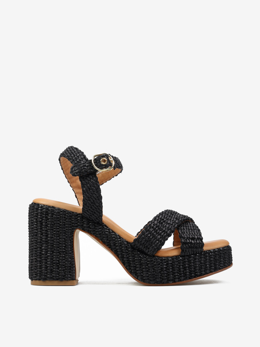 SANDAŁY HEGO'S Milano 4758 RAFIA NERO