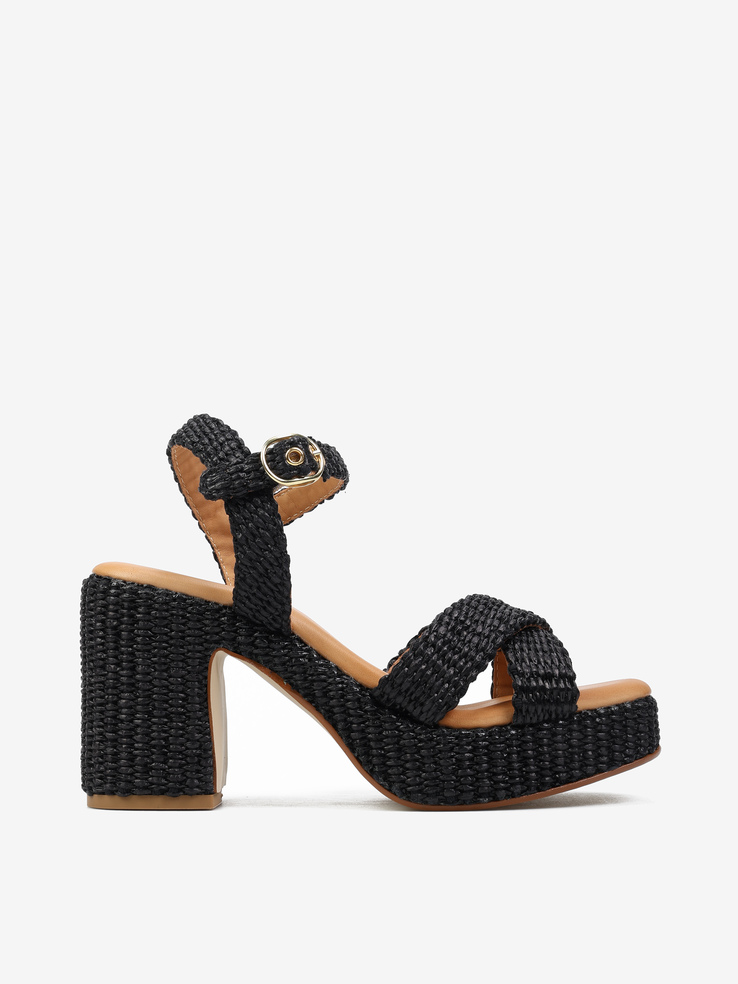 SANDAŁY HEGO'S Milano 4758 RAFIA NERO