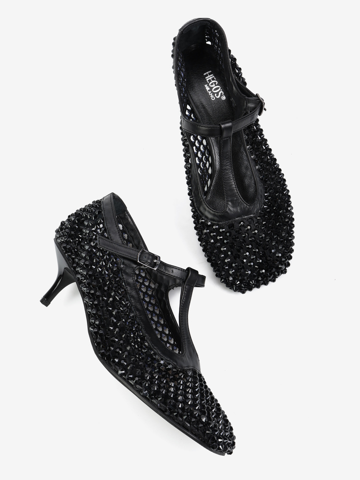 CZARNE CZÓŁENKA NA NISKIM OBCASIE HEGO'S Milano