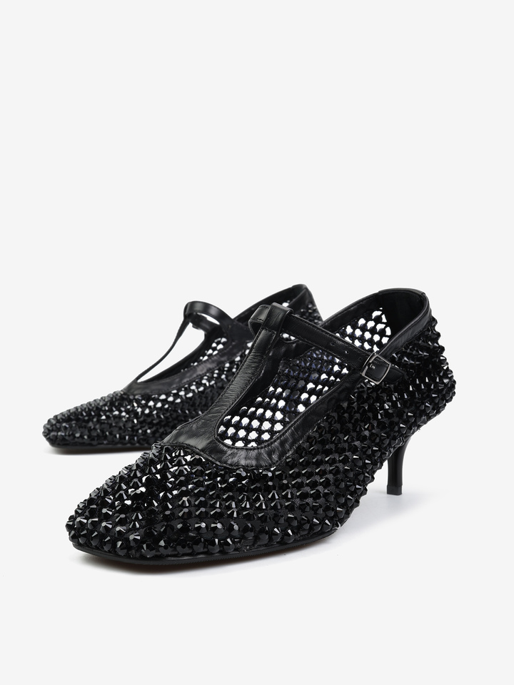 CZARNE CZÓŁENKA NA NISKIM OBCASIE HEGO'S Milano