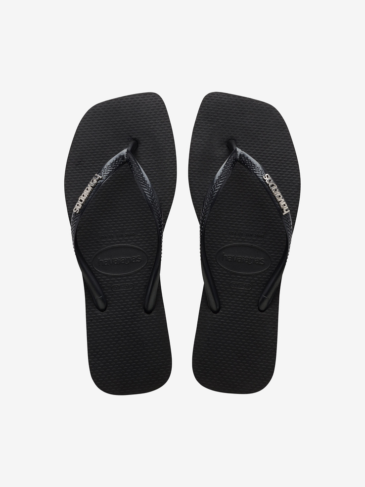 KLAPKI HAVAIANAS HAV SLIM SQUARE LOGO BLACK/SILVER