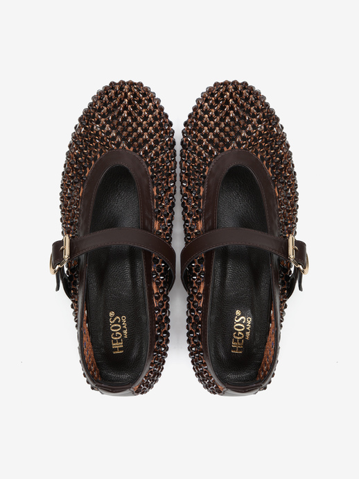 BALERINY HEGO'S Milano 5860 SWAROSKY BROWN KAHVE