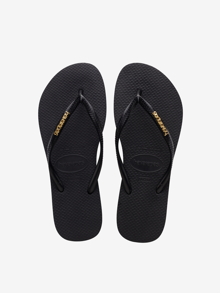 KLAPKI HAVAIANAS HAV SLIM LOGO METAL BLACK/GOLD