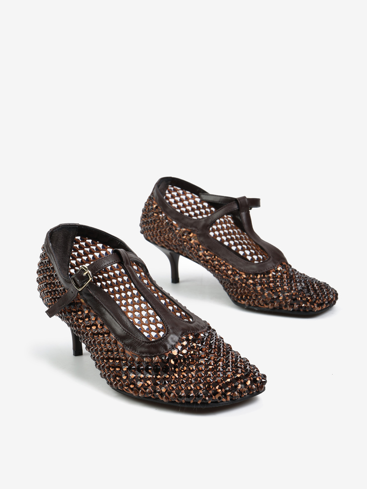 CZÓŁENKA HEGO'S Milano 3187 SWAROSKY BROWN