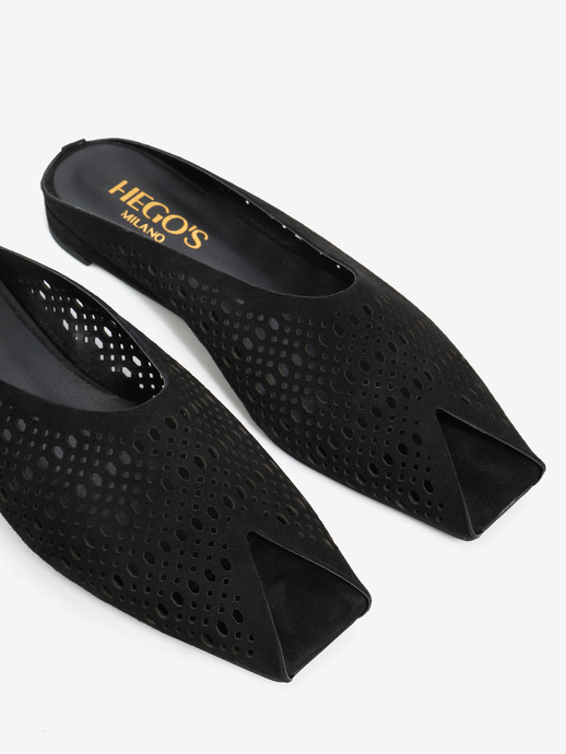 KLAPKI HEGO'S Milano S317 CAMOSCIO NERO