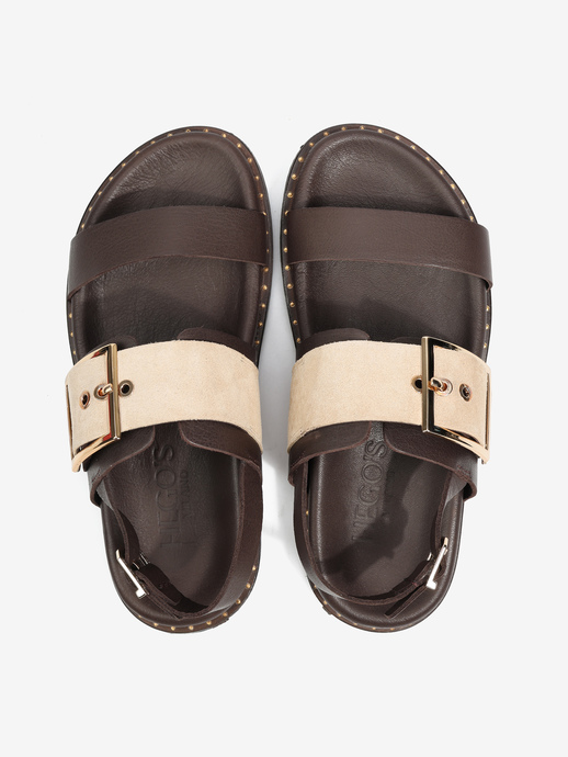 SANDAŁY HEGO'S Milano D27157 PELLE KAKAO/SAND