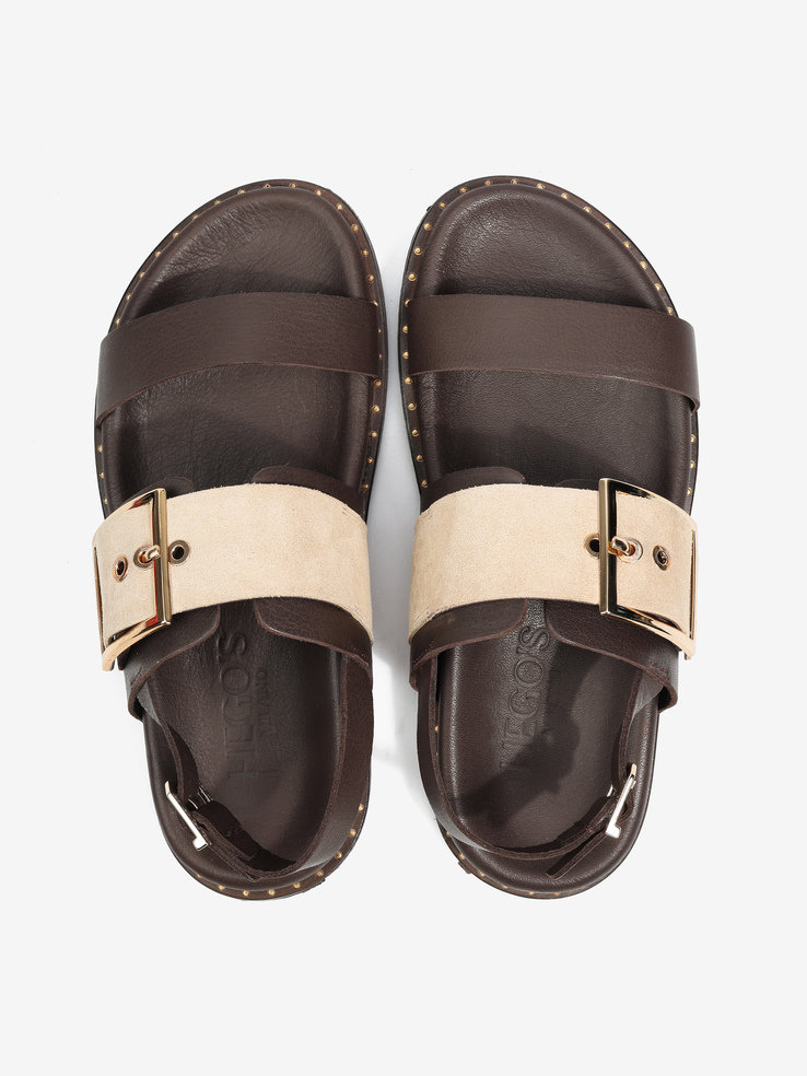 SANDAŁY HEGO'S Milano D27157 PELLE KAKAO/SAND