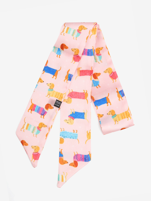 APASZKA DAMSKA  FOULARD TESSUTO BASSOTTO ROSA