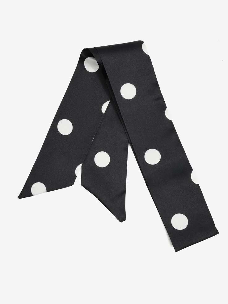 APASZKA DAMSKA  FOULARD TESSUTO POIS NERO/BIANCO