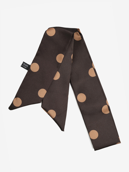 APASZKA DAMSKA  FOULARD TESSUTO POIS NERO/CAMEL