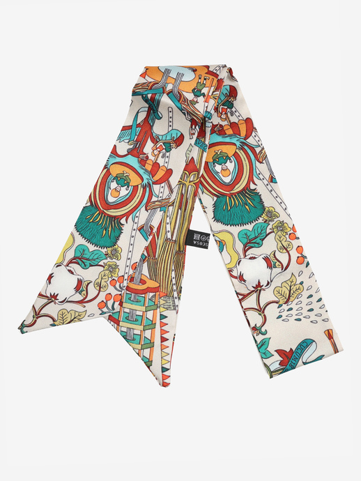 APASZKA DAMSKA  FOULARD TESSUTO BOTANICA MULTICOLORE
