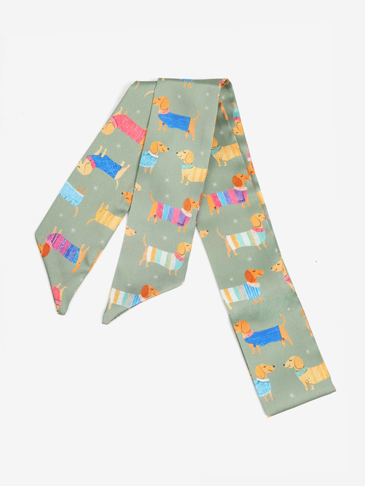 APASZKA DAMSKA  FOULARD TESSUTO BASSOTTO VERDE