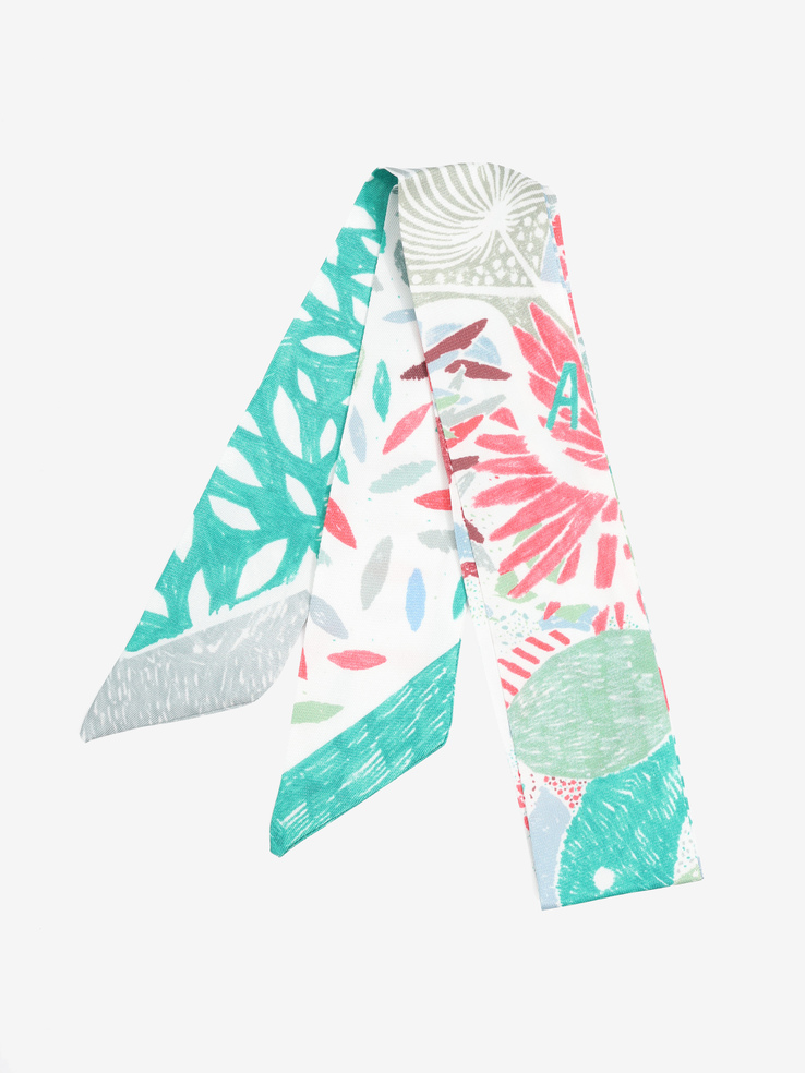APASZKA DAMSKA  FOULARD TESSUTO FOGLIE TROPICALI