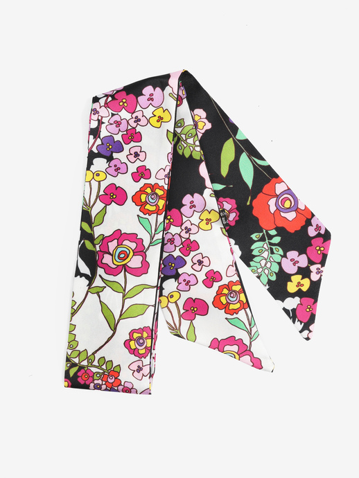 APASZKA DAMSKA  FOULARD TESSUTO MILLEFIORI NERO