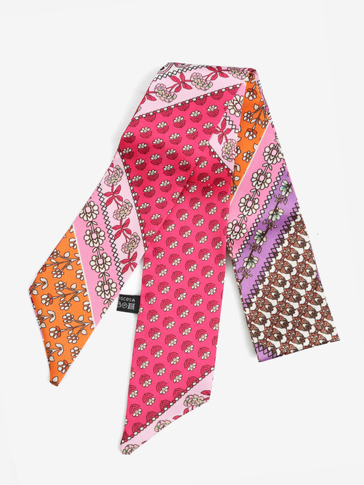 APASZKA DAMSKA  FOULARD TESSUTO PATCHWORK FUXIA/VIOLA