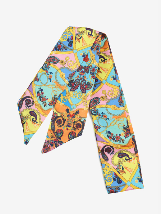 APASZKA DAMSKA  FOULARD TESSUTO BAROCCO AZZURRO
