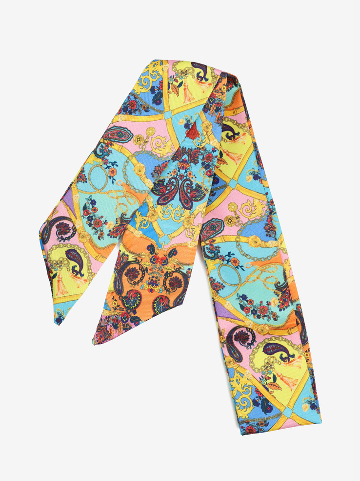 APASZKA DAMSKA  FOULARD TESSUTO BAROCCO AZZURRO