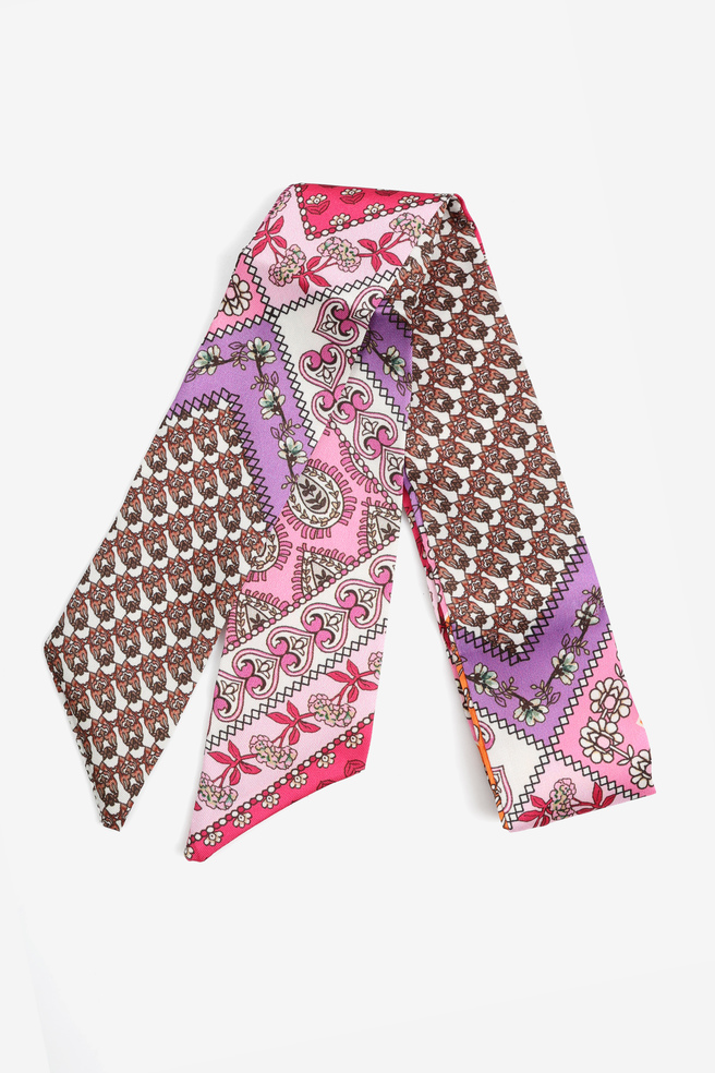 APASZKA DAMSKA  FOULARD TESSUTO PATCHWORK FUXIA/VIOLA