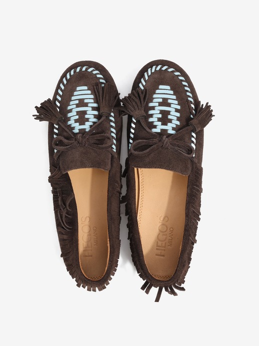 MOKASYNY HEGO'S Milano F25505-24 SUEDE BROWN/CELESTE